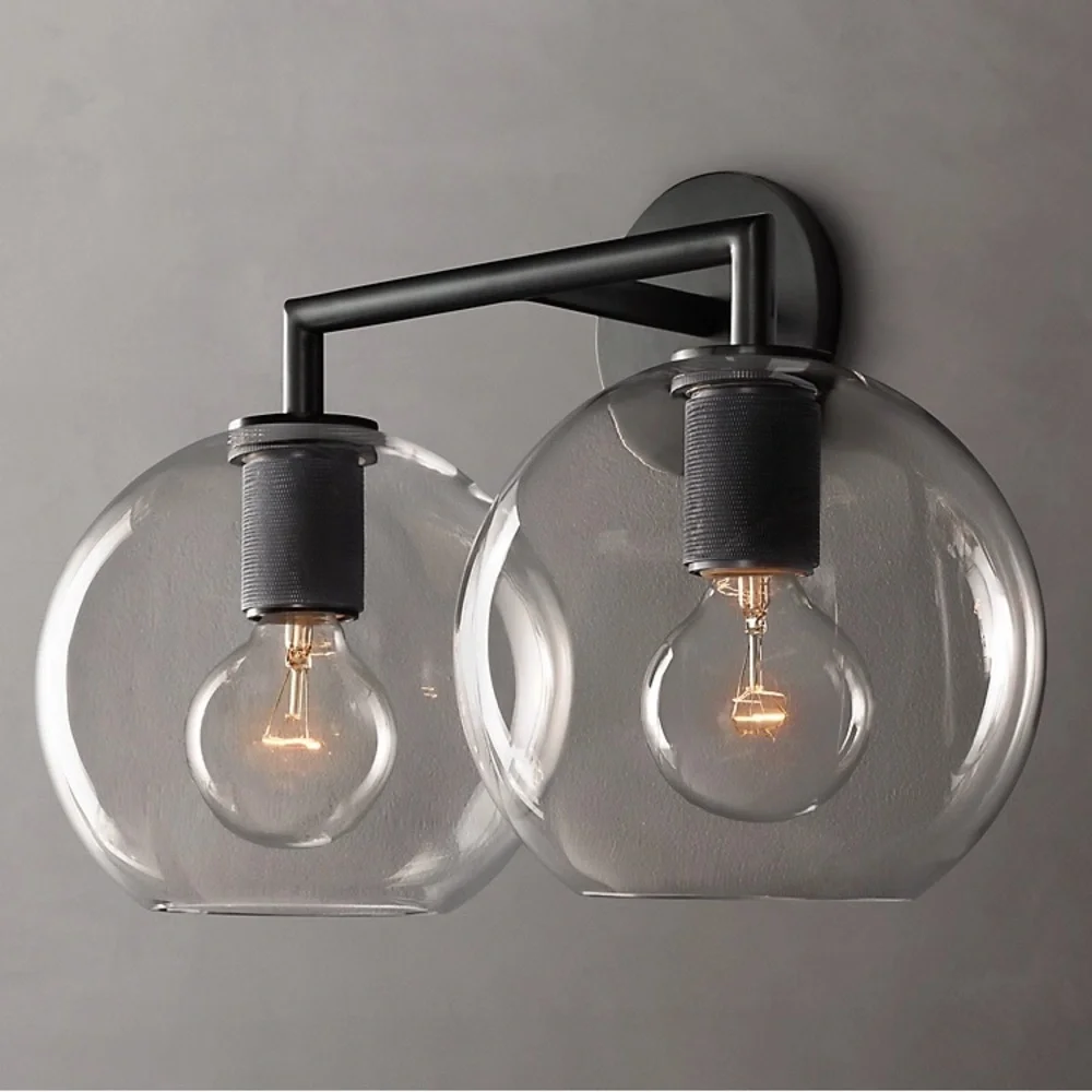 Restoration Hardware Utilitaire Globe Shade Double Sconce